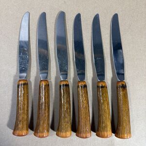 Vintage Set of 6 Hull Stainless Steel Handle Kitchen Serrated Knives